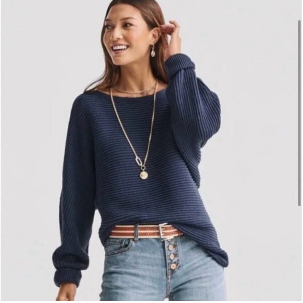 CAbi Utopia Pullover Sweater Navy Blue